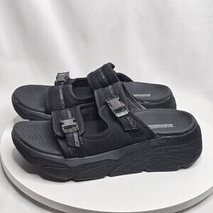 Sketchers Goga Mat Strap Chunky Platform Comfort Sandals Black Womens Size 7